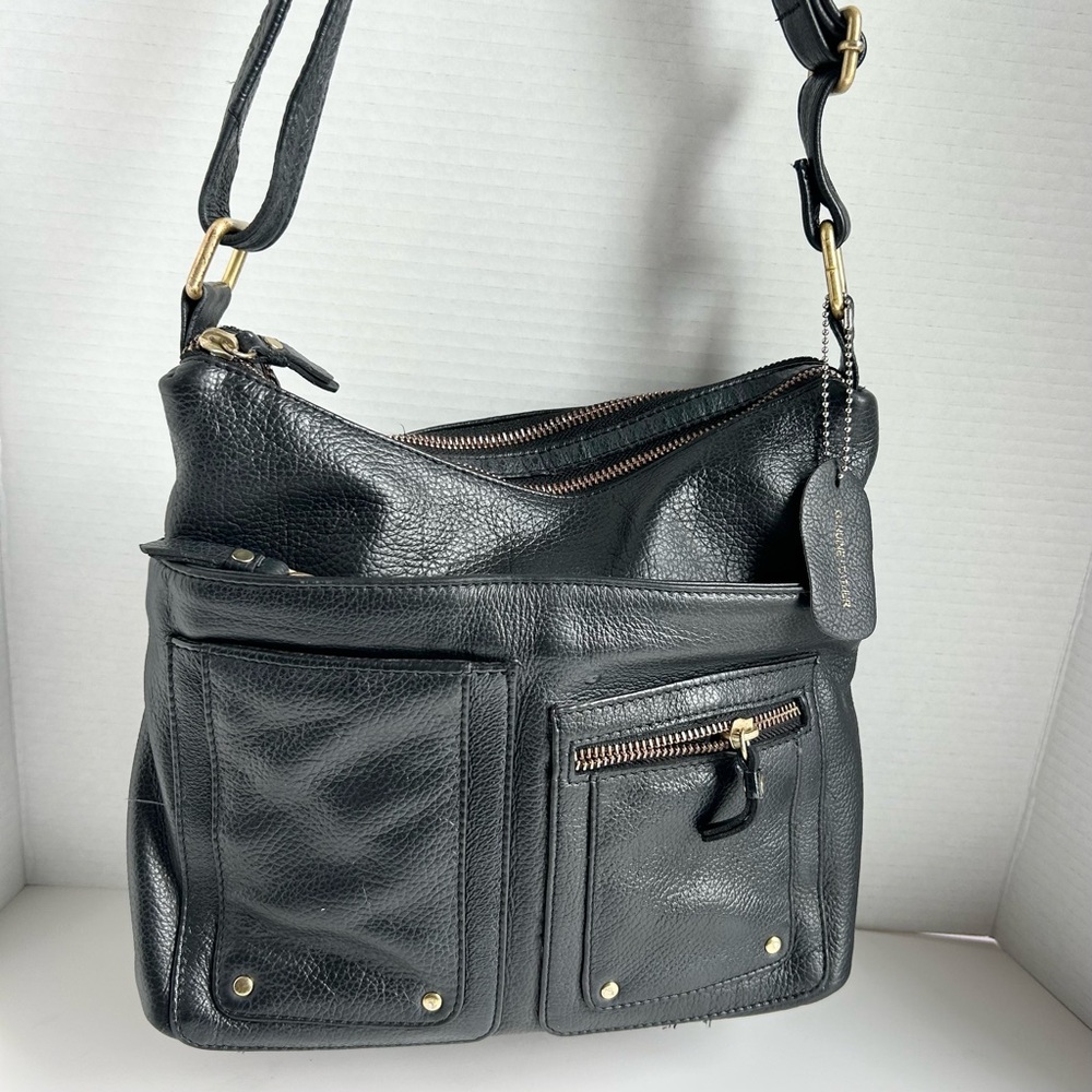 Great American Leather Works Black Pebbled Leather Crossbody Shoulder Bag